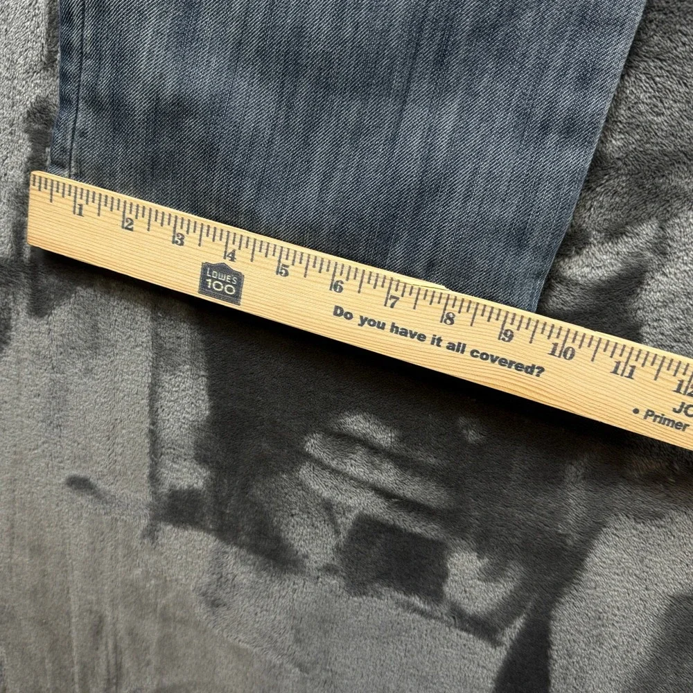 Levis 514 Slim Straight Jeans Mens 38x32 Blue Distressed Flap Pocket Denim